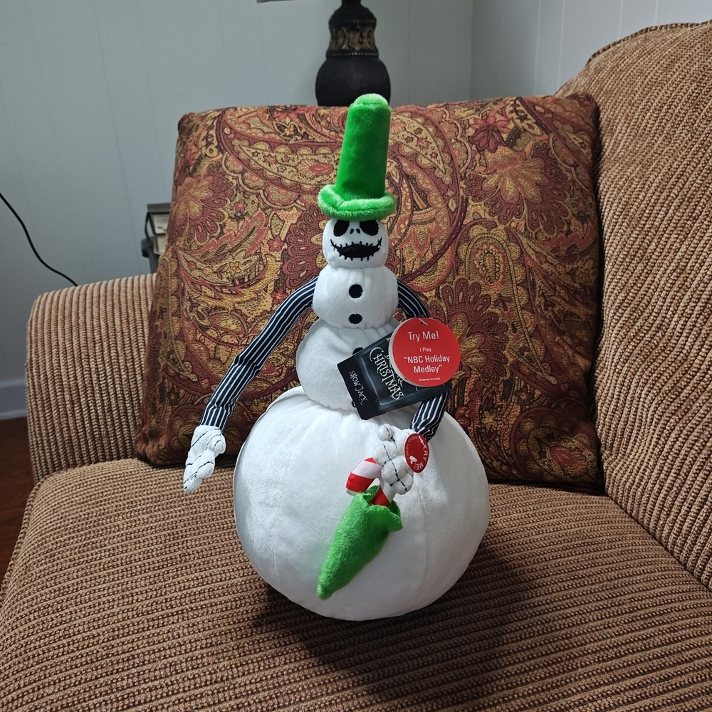 Disney Nightmare Before Christmas Jack Skellington Snowman Animated Plush